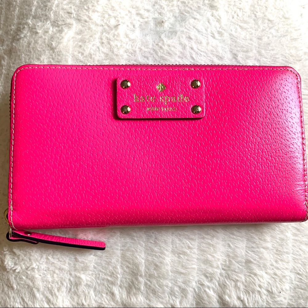 Kate Spade Hot Pink Large Continental Zip Wallet